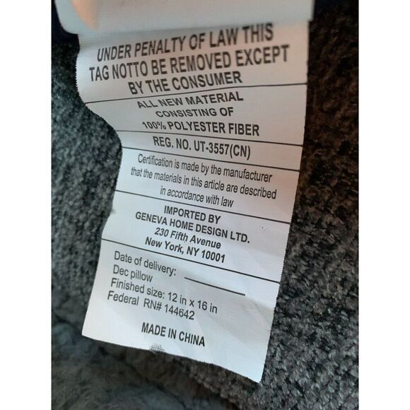 Decorative Embroidered Throw Pillow 12" X 16"  Geneva Home Design  100% Polyeste - Picture 3 of 3